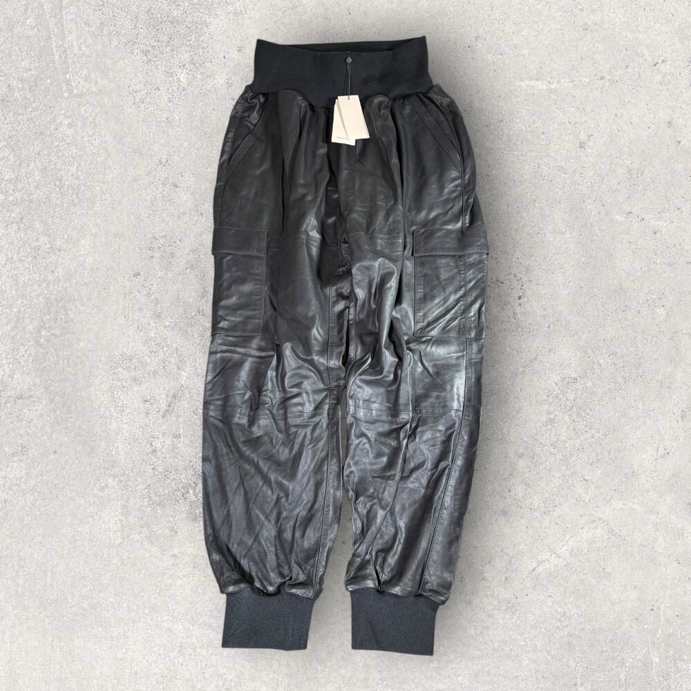 Cinq à Sept Giles Goat Leather Cargo Joggers Pants Women's Size XL